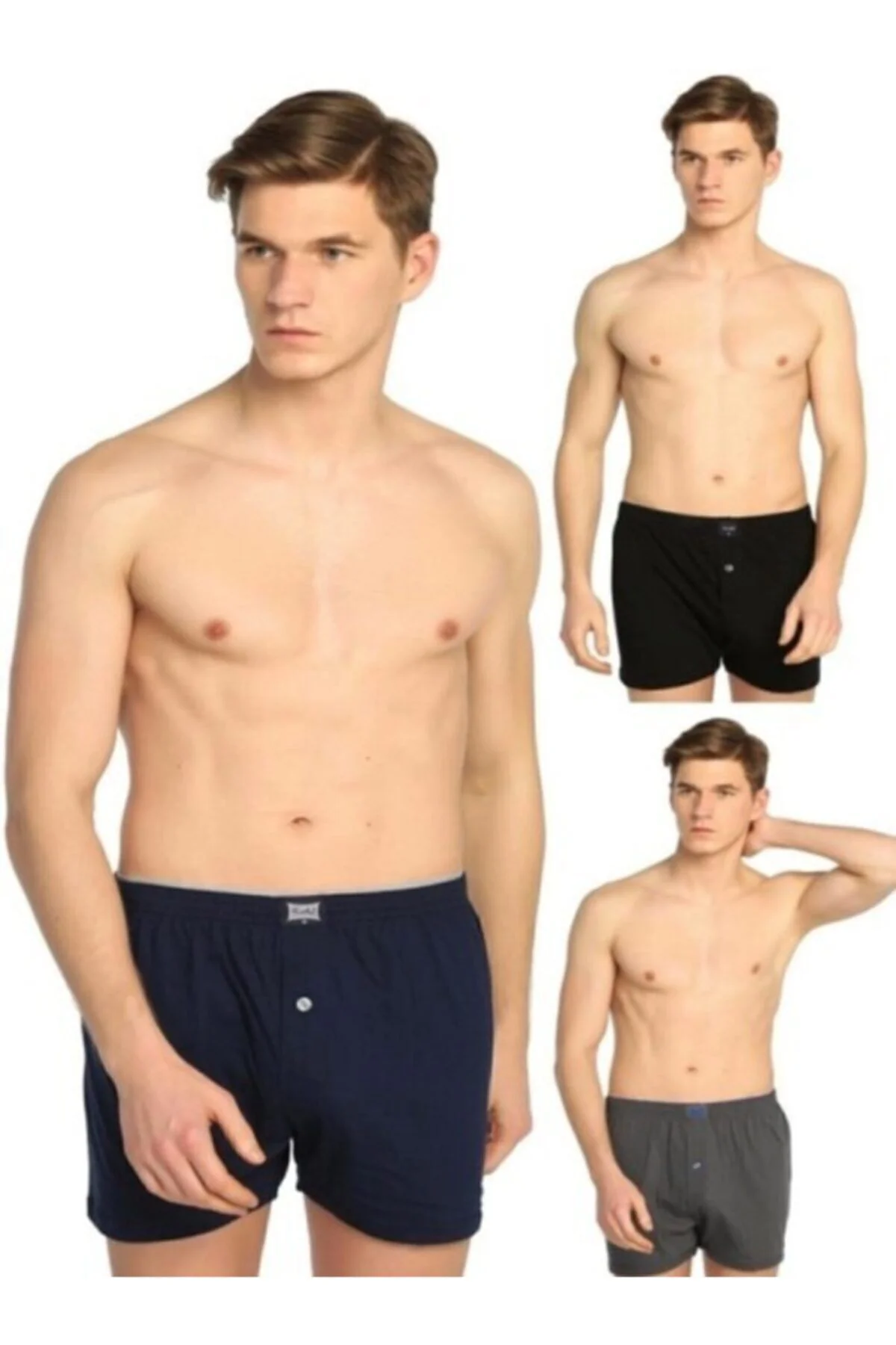 Erkek Karışık Penye Düğmeli Boxer 6'lı Paket