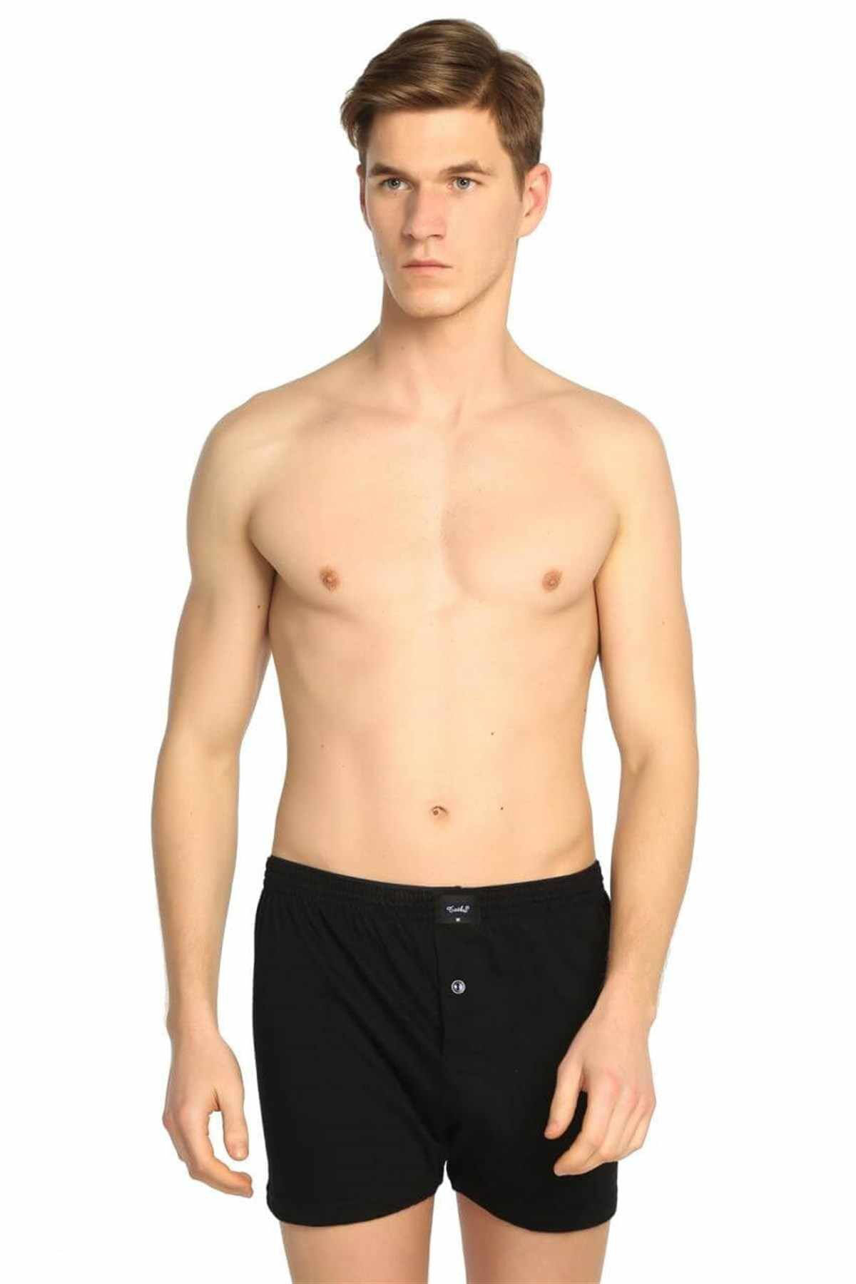 Erkek Lacivert  Penye Düğmeli Boxer Lacivert Renk 3'lü Paket