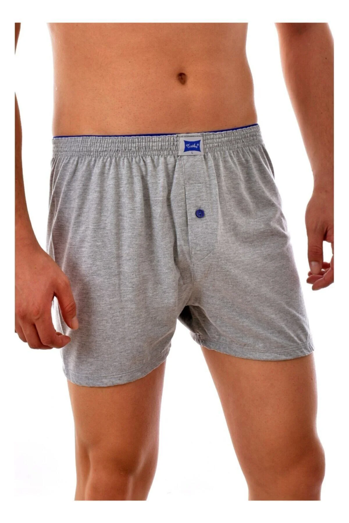 Erkek Karışık Renk Penye Havlu Lastikli Bel Düğmeli Boxer 4'lü Paket
