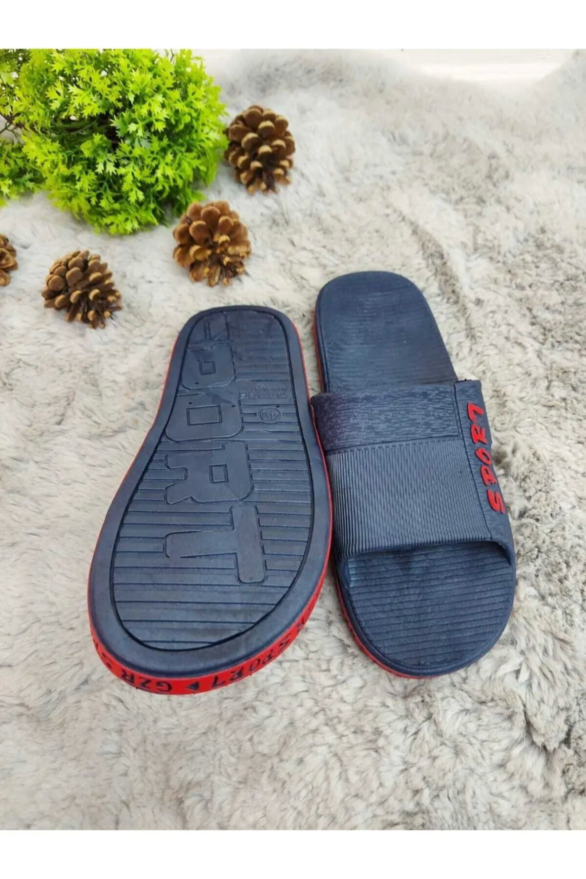 Erkek Kaymaz Taban Banyo Balkon Sport Lacivert-kırmızı