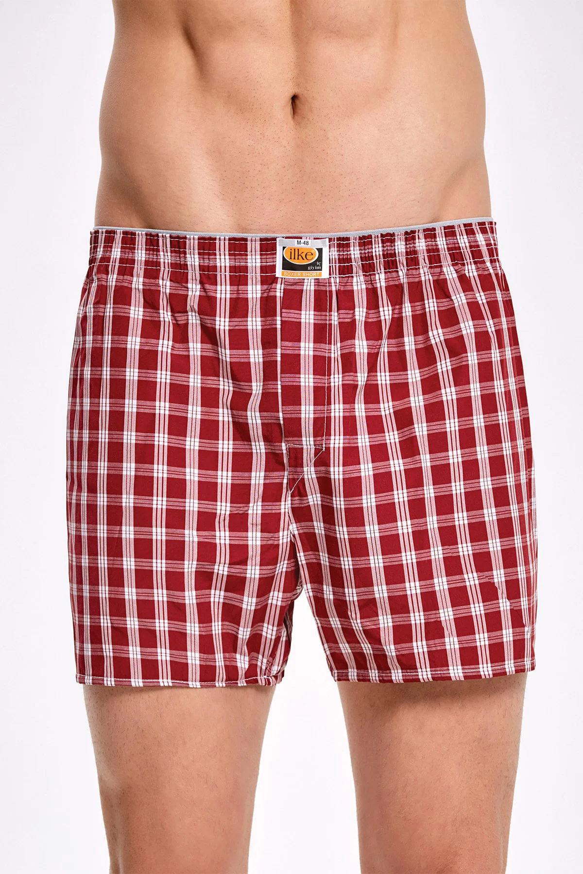 Erkek Kırmızı Desenli Poplin Boxer