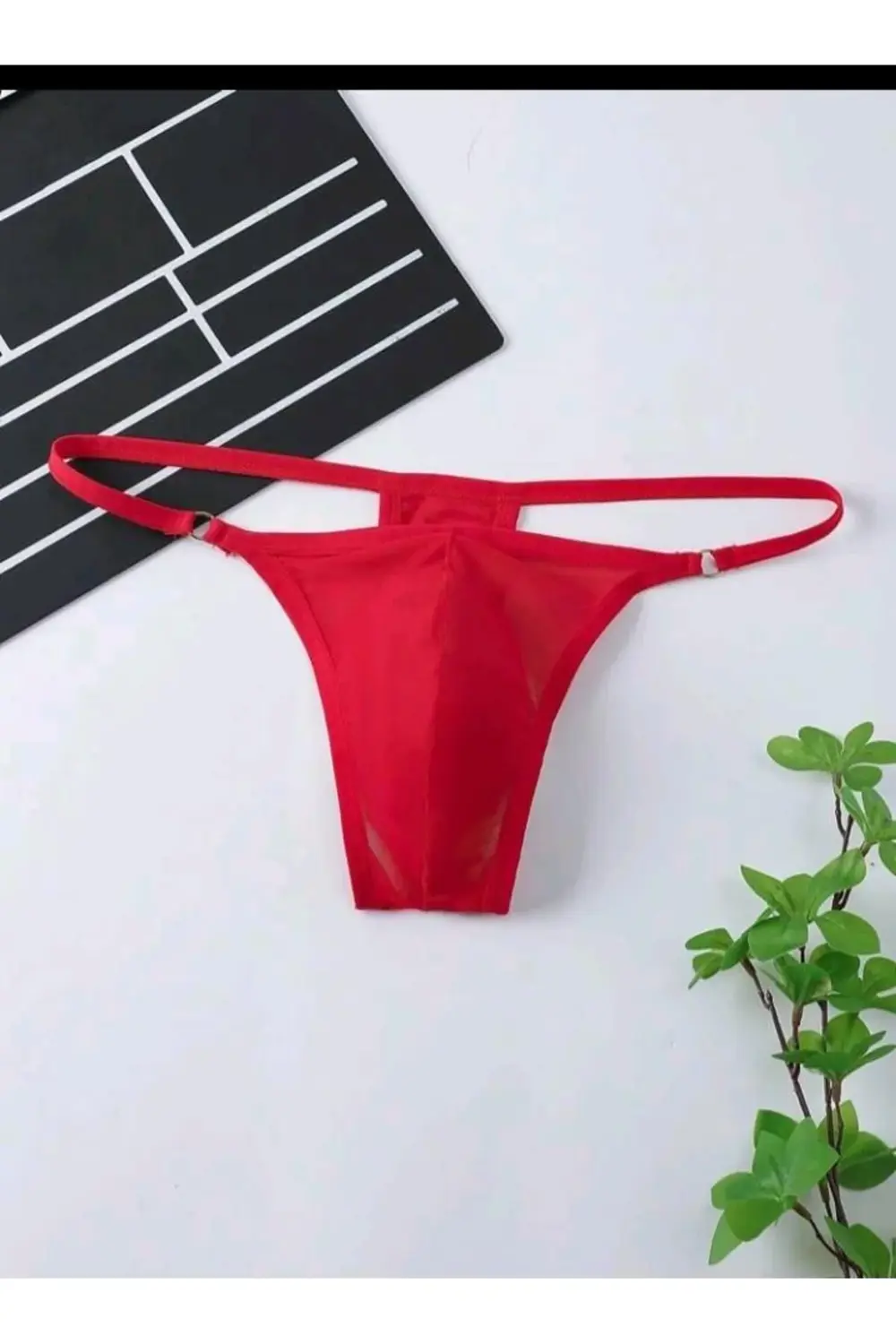 Pilelistore Erkek Kırmızı Transparan Tanga İç Giyim