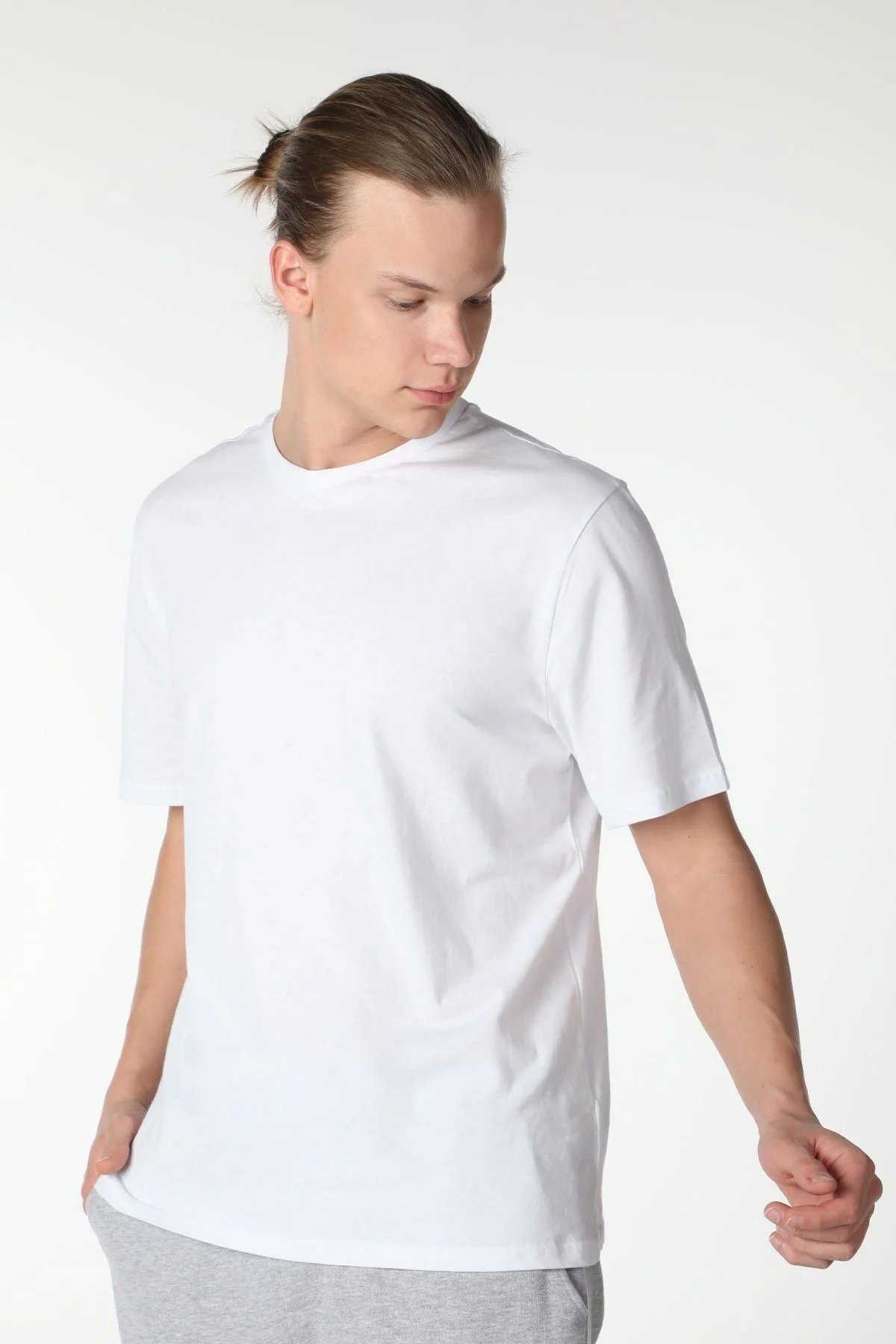 Erkek Bisiklet Yaka Kısa Kollu Regular Fit Basic Tişört Siyah