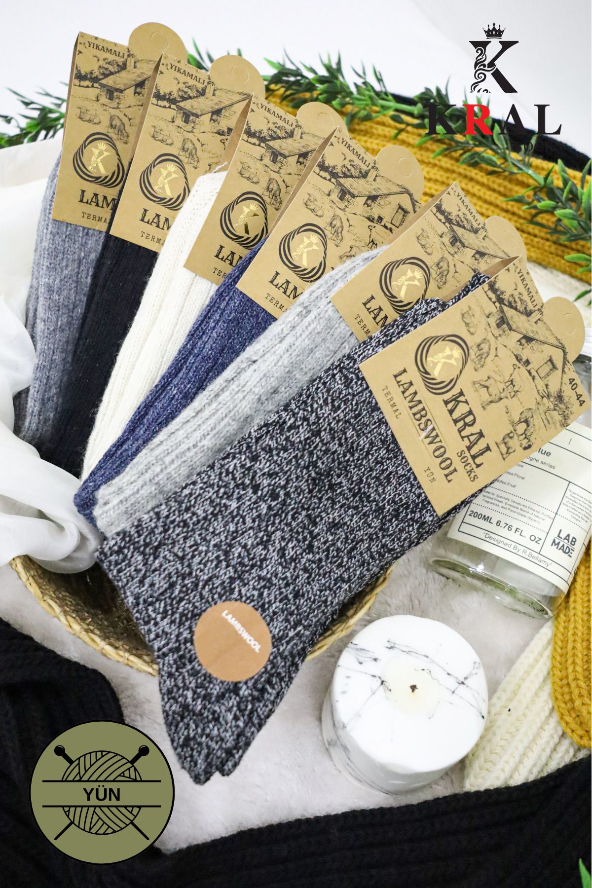 Erkek Kışlık (6 ÇİFT) Lambswool Yün Çorap Termal Etkili EBRULİ