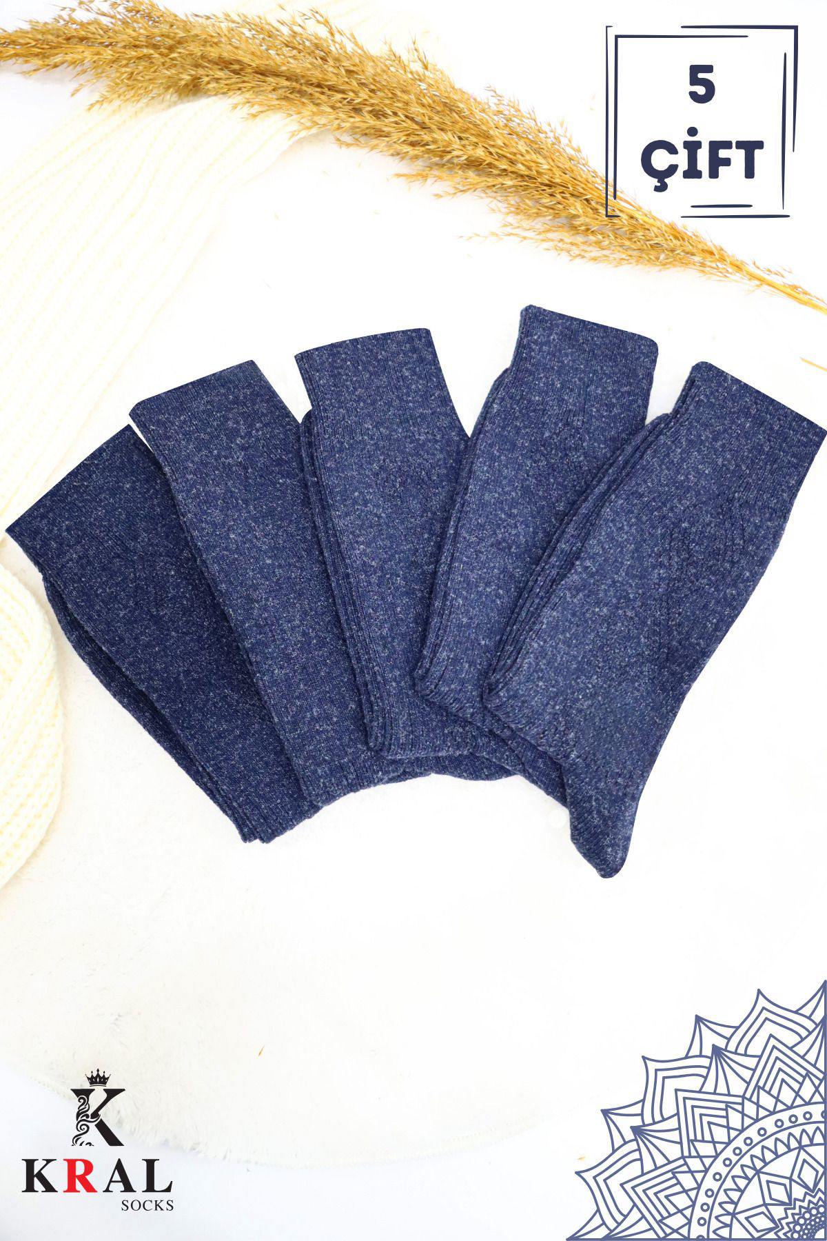 Kral Socks Erkek Kişlik Termal Etkili (5'Li Paket) Lambswool Kuzu Yün Çorap