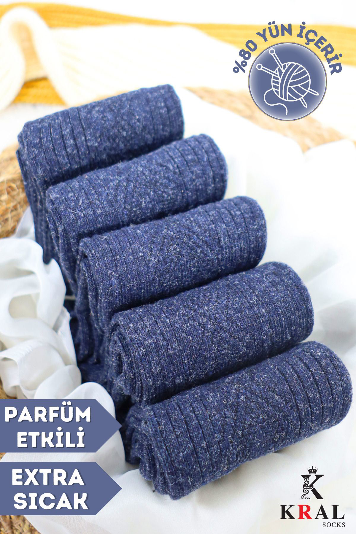 Kral Socks Erkek Kişlik Termal Etkili (5'Li Paket) Lambswool Kuzu Yün Çorap