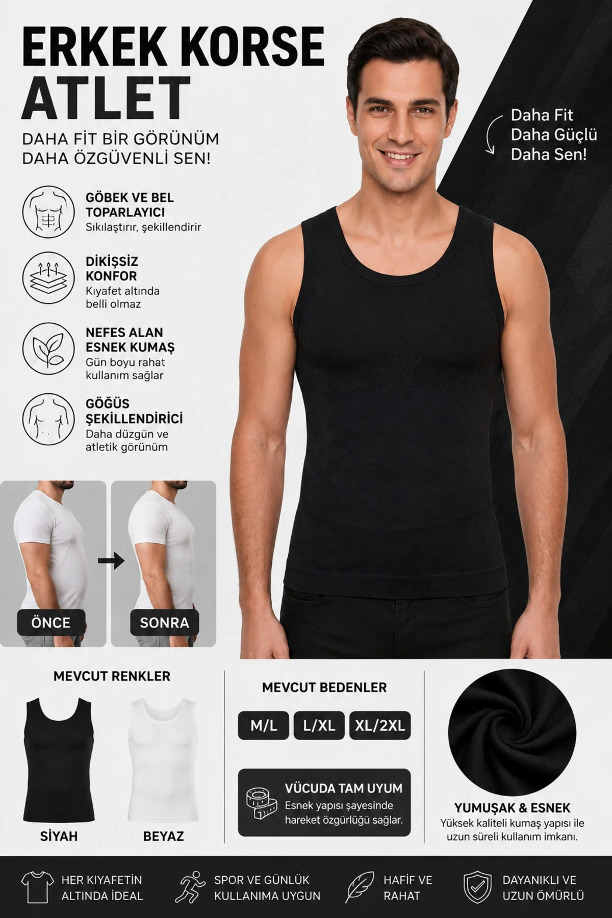 Erkek Korse Atlet Dikişsiz Sıkılaştırıcı Göbek Toparlayıcı Göğüs Şekillendirici Slim Fit Atlet