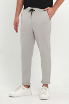 Erkek Lakos Desen Pamuklu Beli Lastikli ve İpli Jogger Pantolon  