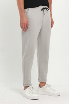 Erkek Lakos Desen Pamuklu Beli Lastikli ve İpli Jogger Pantolon  