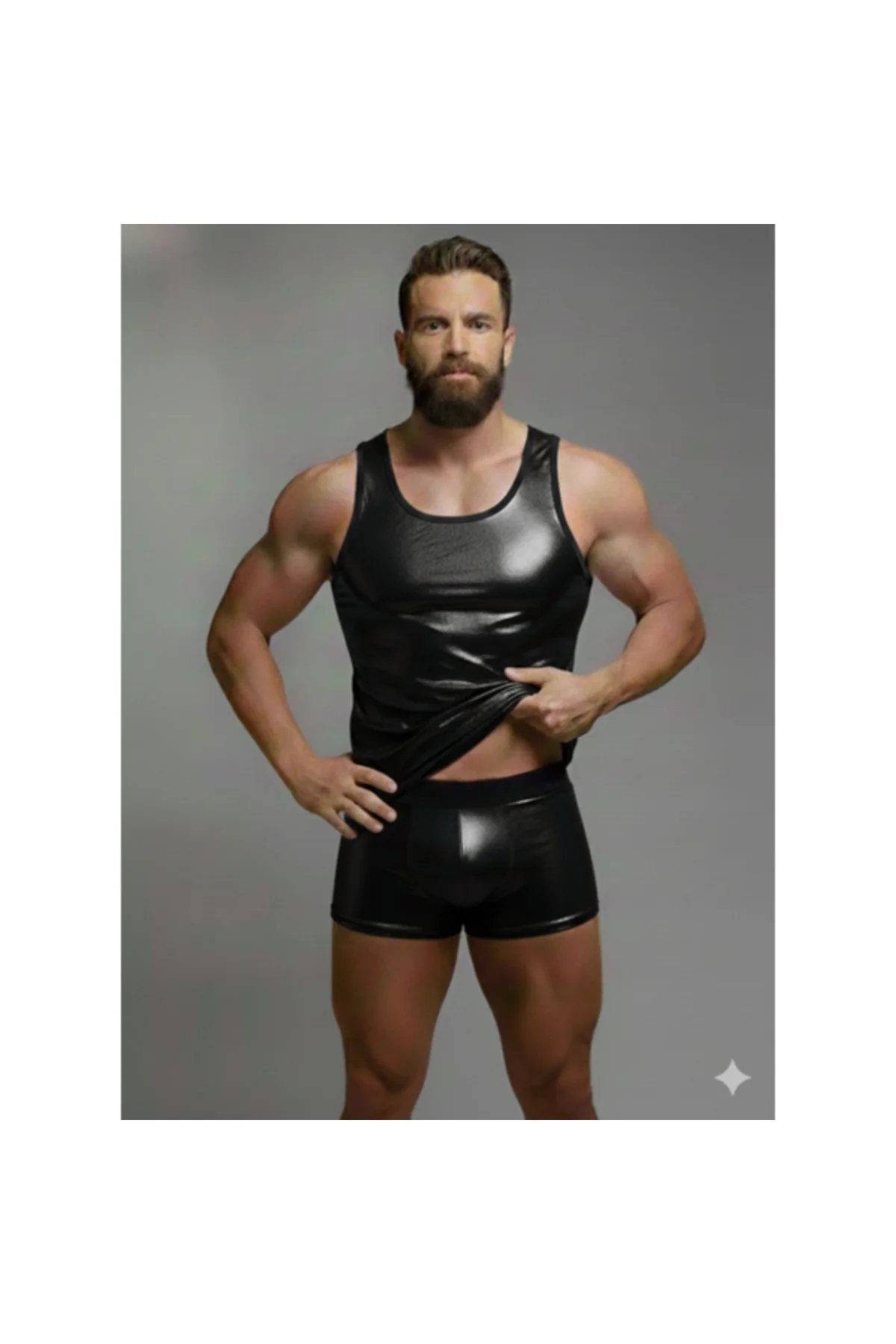 Erkek Lame Tank Top Boxer Takımı Erkek Lame Tank Top Boxer Takımı