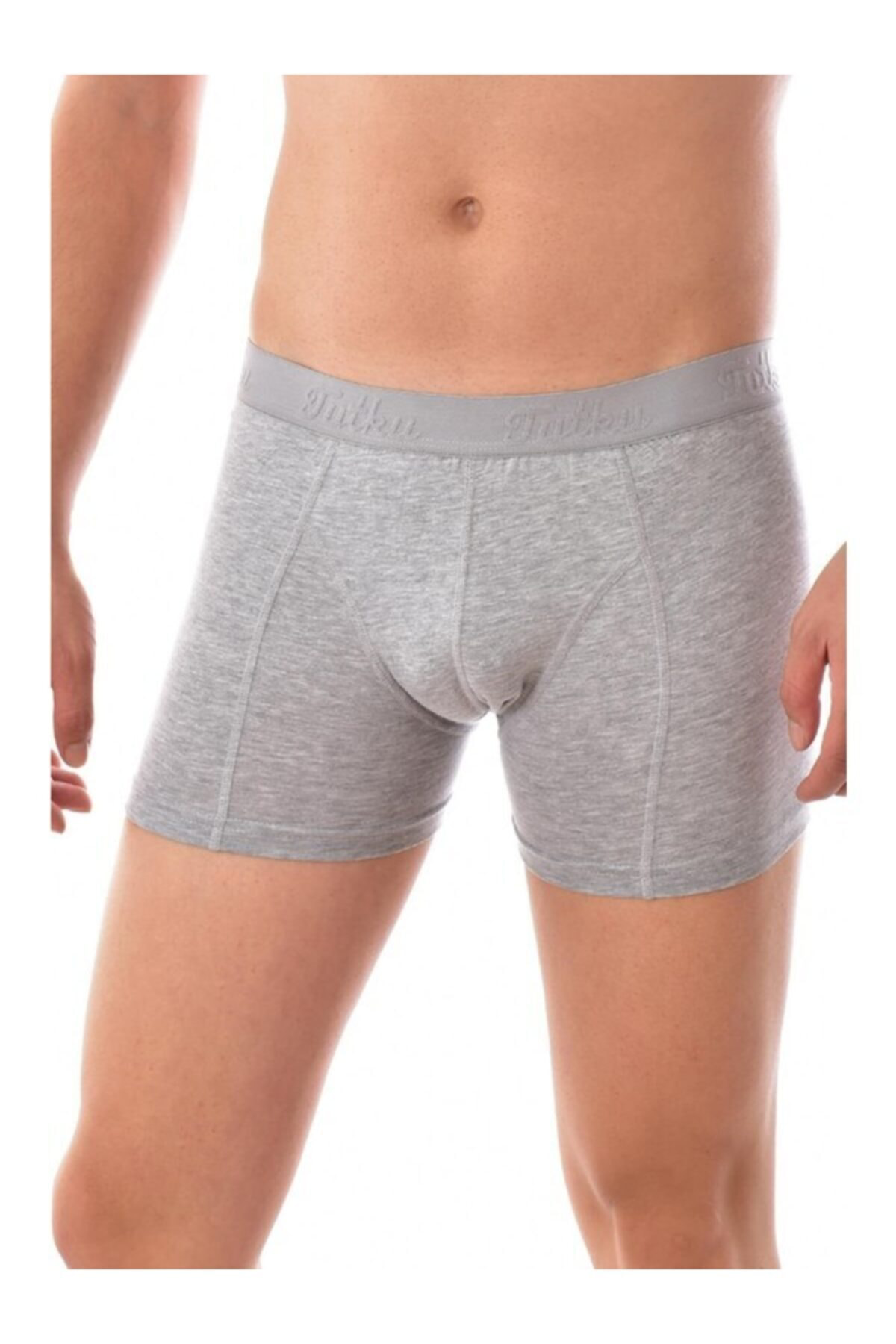 Erkek Likralı Elastan Boxer Gri Renk