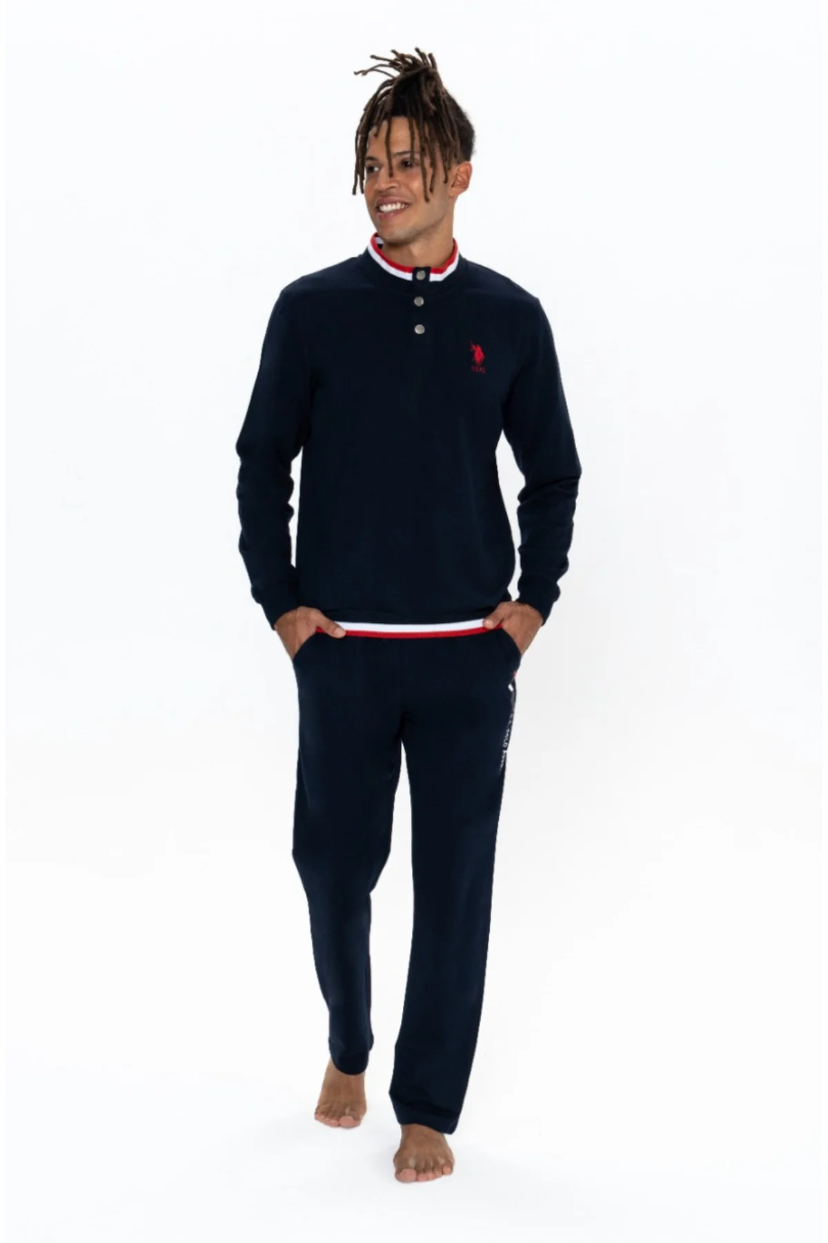 Erkek, Lisanslı, USPA, %100 Cotton, (Lacivert), Ev Giyim, 2'li Takım