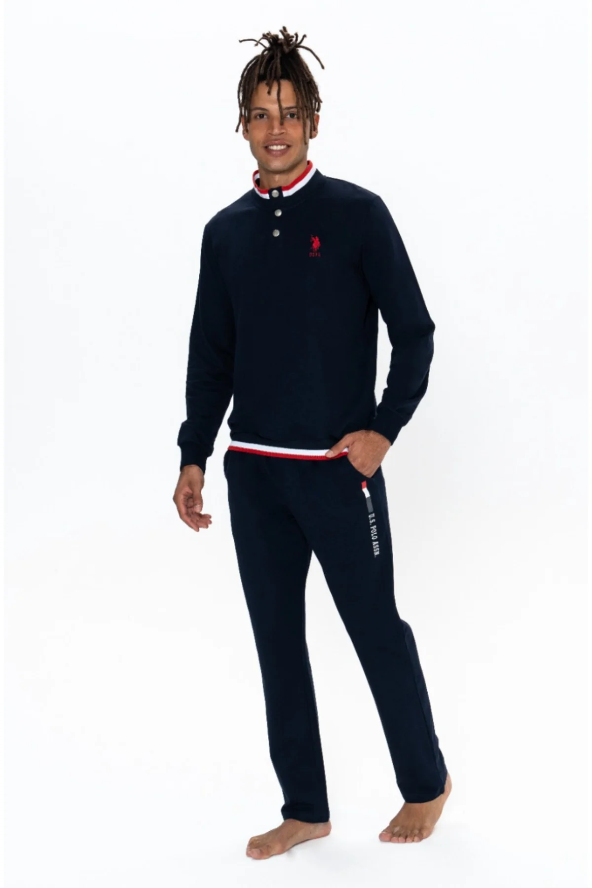 Erkek, Lisanslı, USPA, %100 Cotton, (Lacivert), Ev Giyim, 2'li Takım