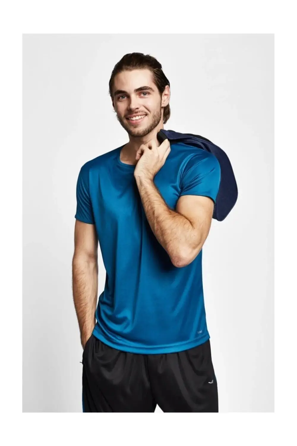 Erkek Mavi Kısa Kollu T-Shirt 19s-1220-19b