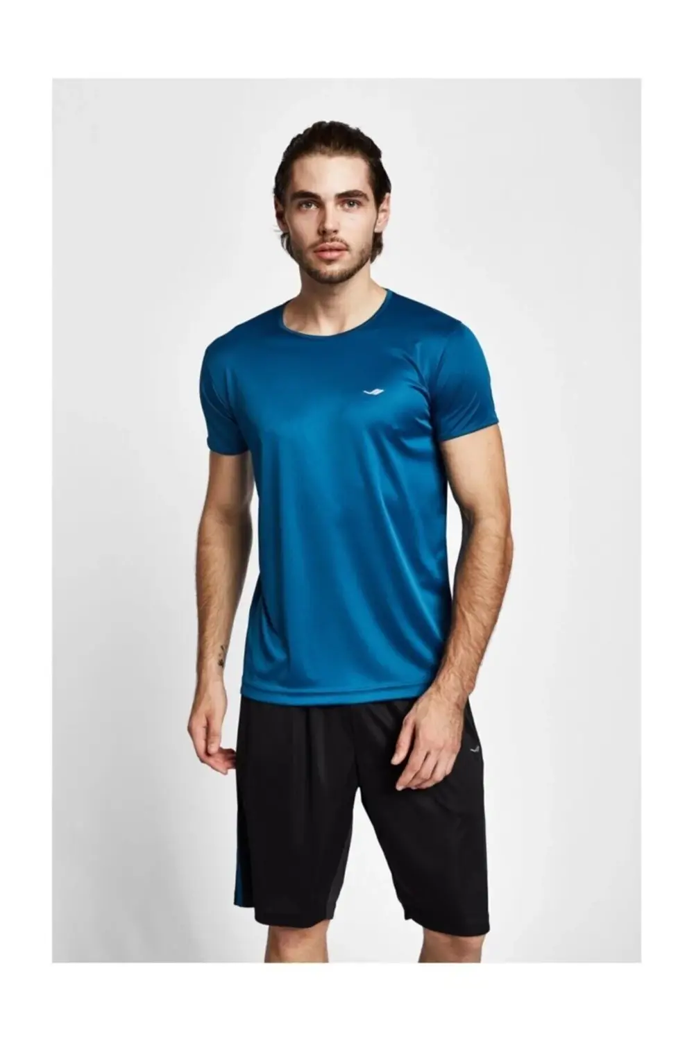 Erkek Mavi Kısa Kollu T-Shirt 19s-1220-19b