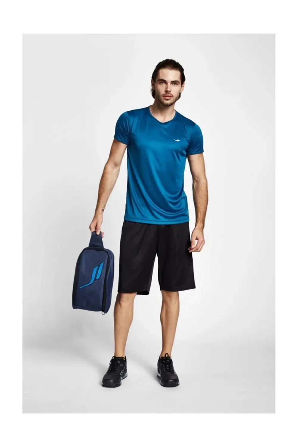 Erkek Mavi Kısa Kollu T-Shirt 19s-1220-19b