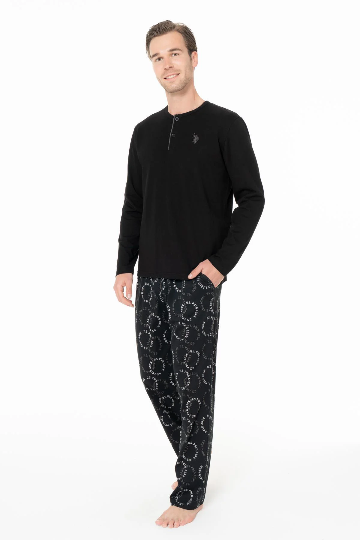 Erkek Mevsimlik Pijama Takım-SİYAH-2XL