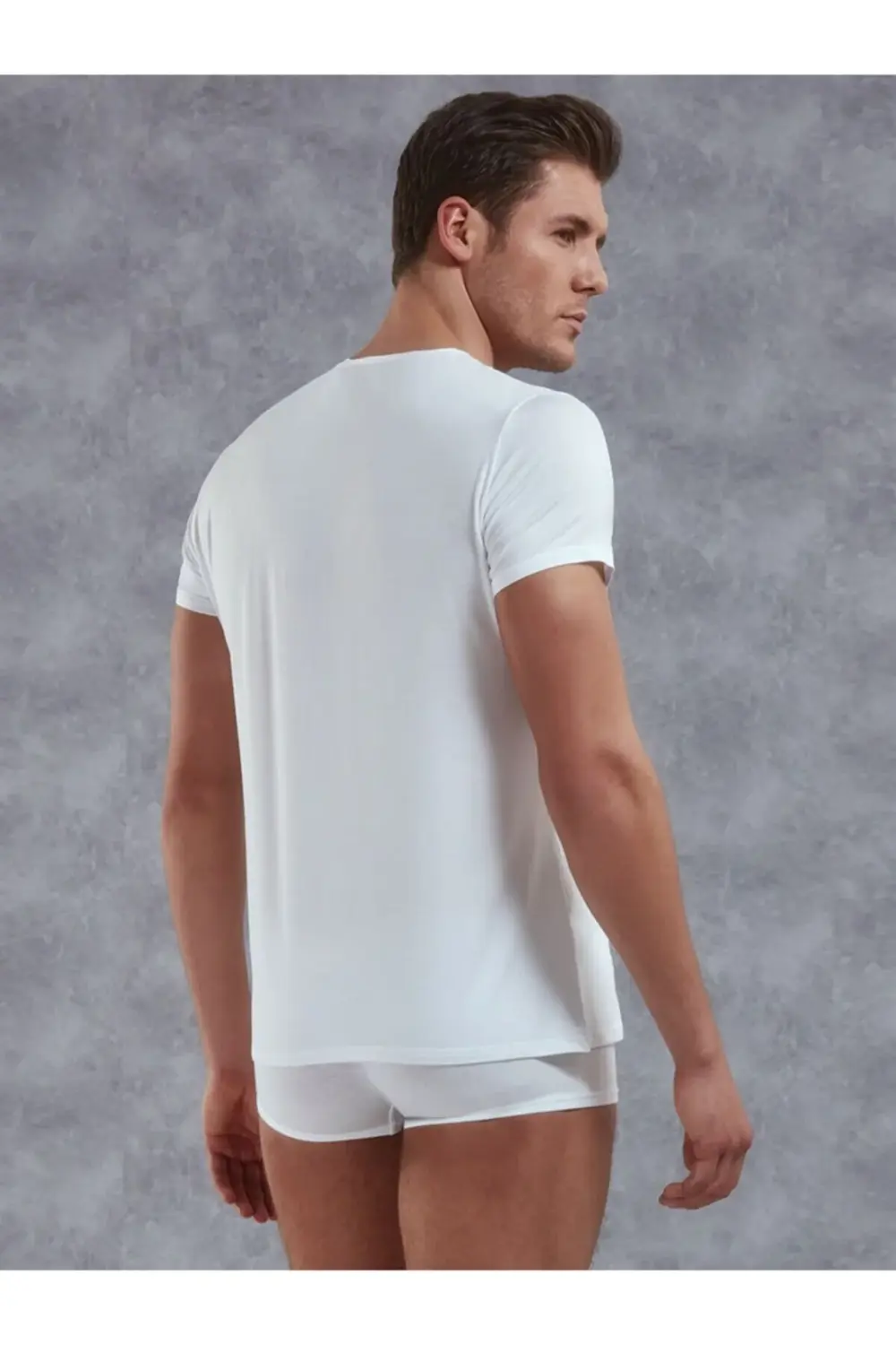 Erkek Micromodal Düğmeli Yuvarlak Yaka Kısa Kol T Shirt 2565