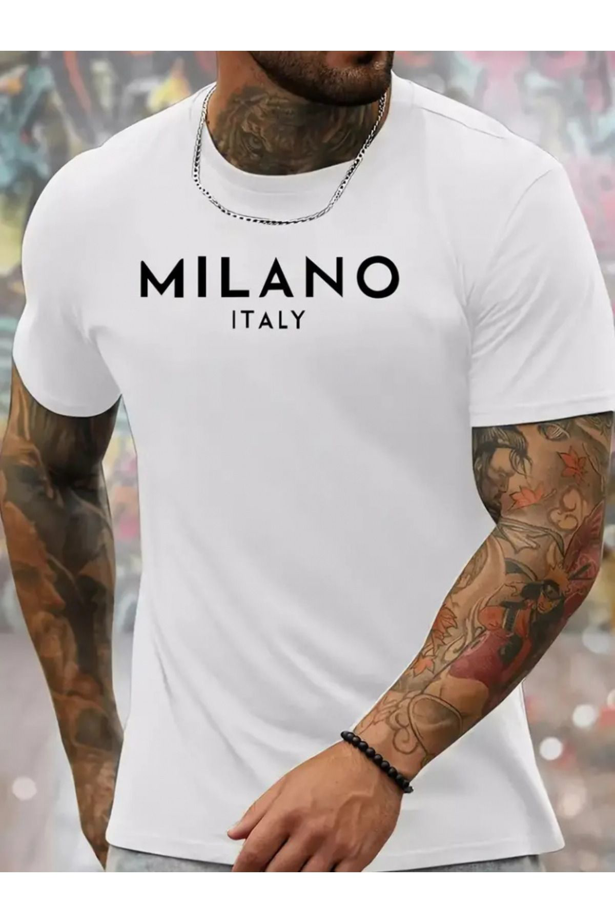 Erkek Milano Baskılı Süprem T-shirt