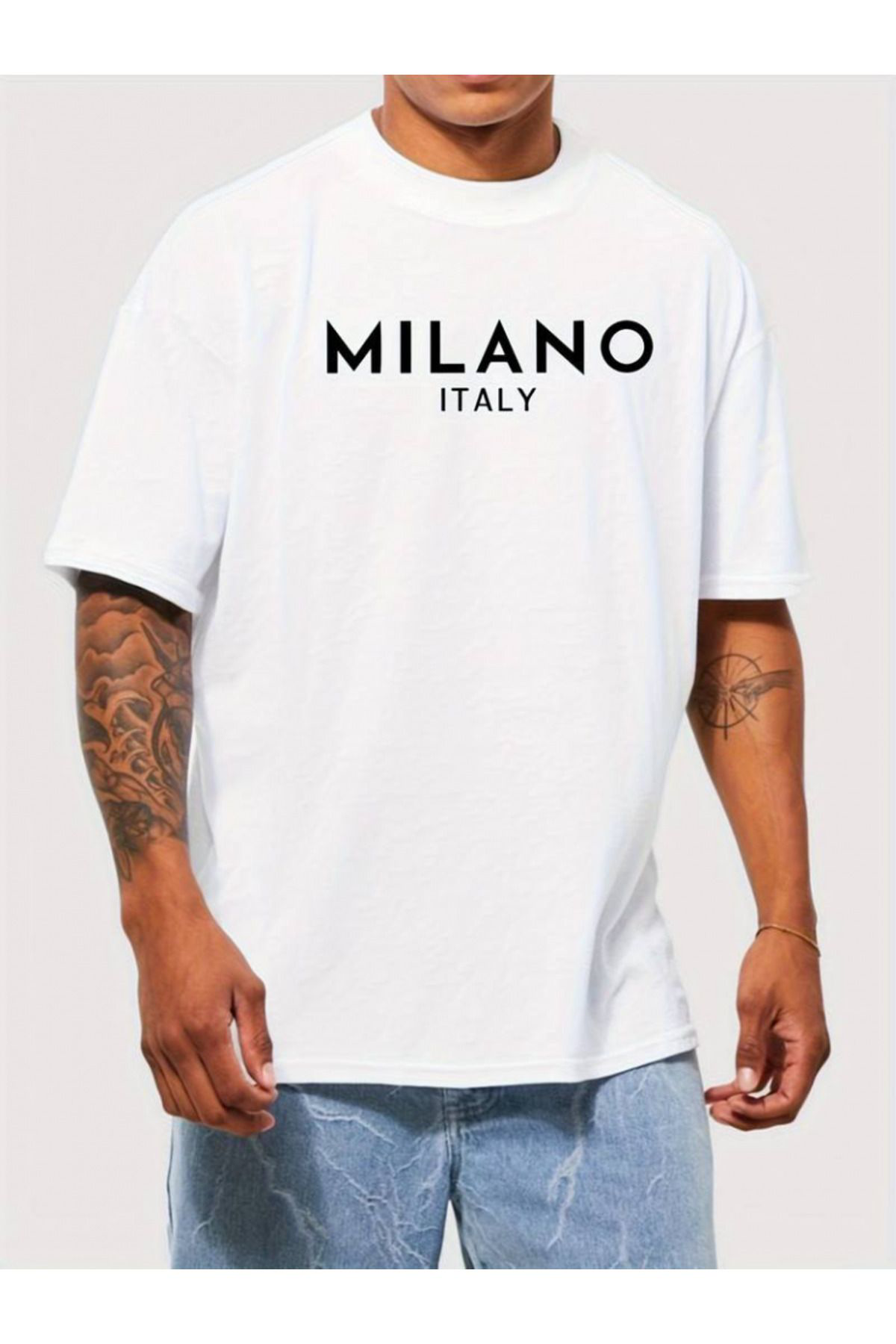Erkek Milano Baskılı Süprem T-shirt