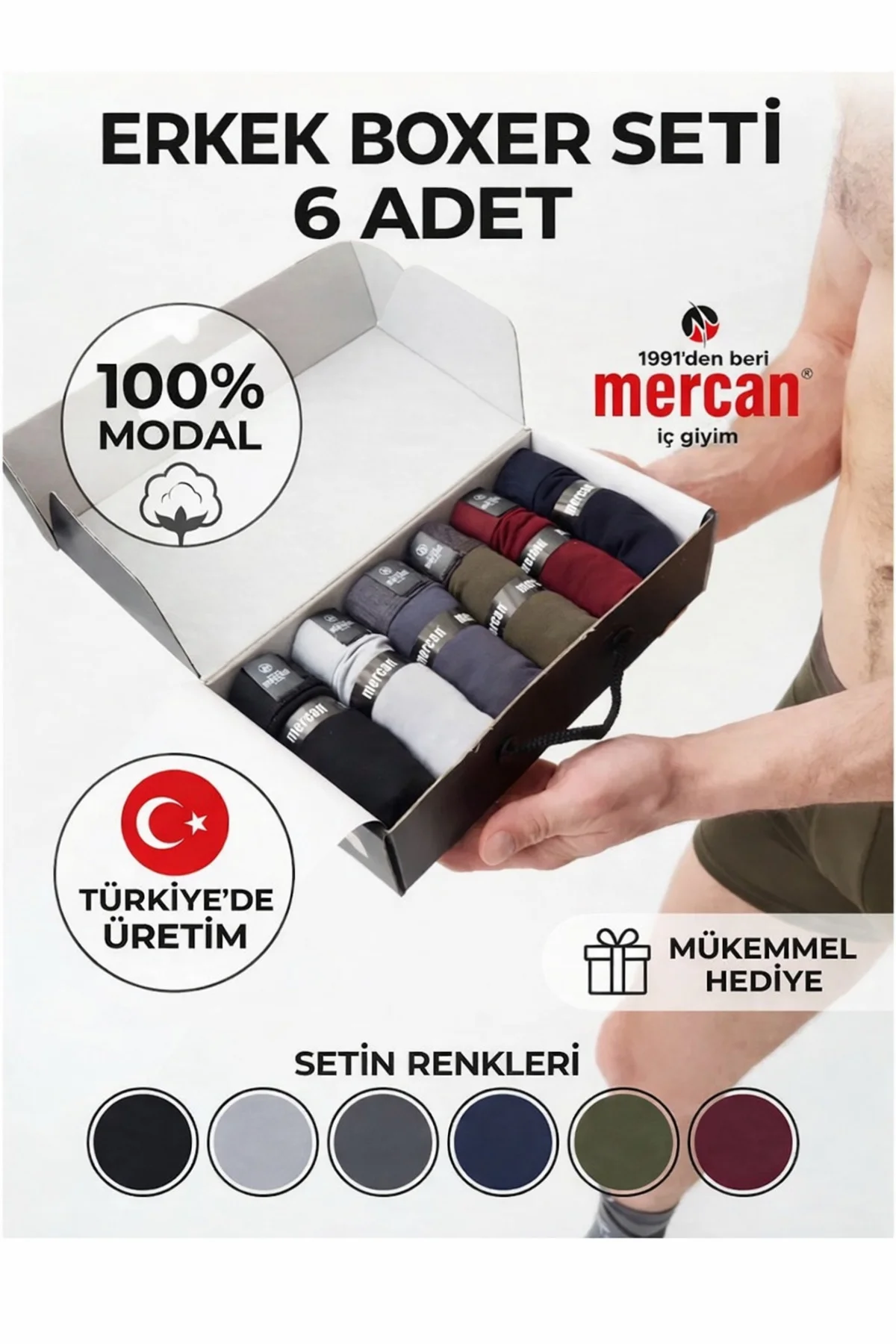 Erkek Modal Boxer Kutuda 6'lı Set