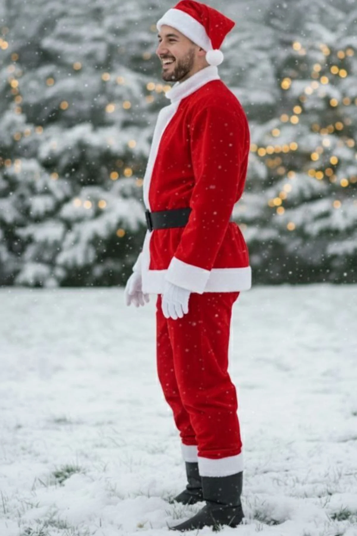 Erkek Noel Baba Kostümü Kırmızı Beyaz Peluş Detaylı Yılbaşı Partisi Kışlık Kutlama Kıyafeti Seti Erkek Noel Baba Kostümü Kırmızı Beyaz Peluş Detaylı Yılbaşı Partisi Kışlık Kutlama Kıyafeti Seti