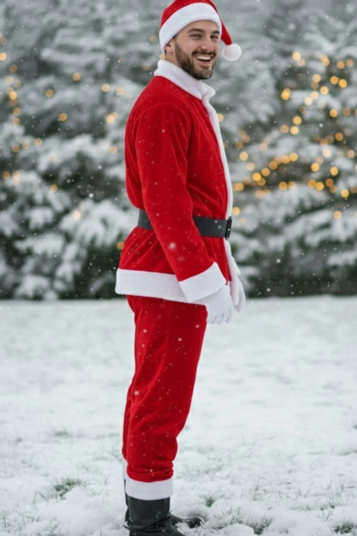 Erkek Noel Baba Kostümü Kırmızı Beyaz Peluş Detaylı Yılbaşı Partisi Kışlık Kutlama Kıyafeti Seti Erkek Noel Baba Kostümü Kırmızı Beyaz Peluş Detaylı Yılbaşı Partisi Kışlık Kutlama Kıyafeti Seti