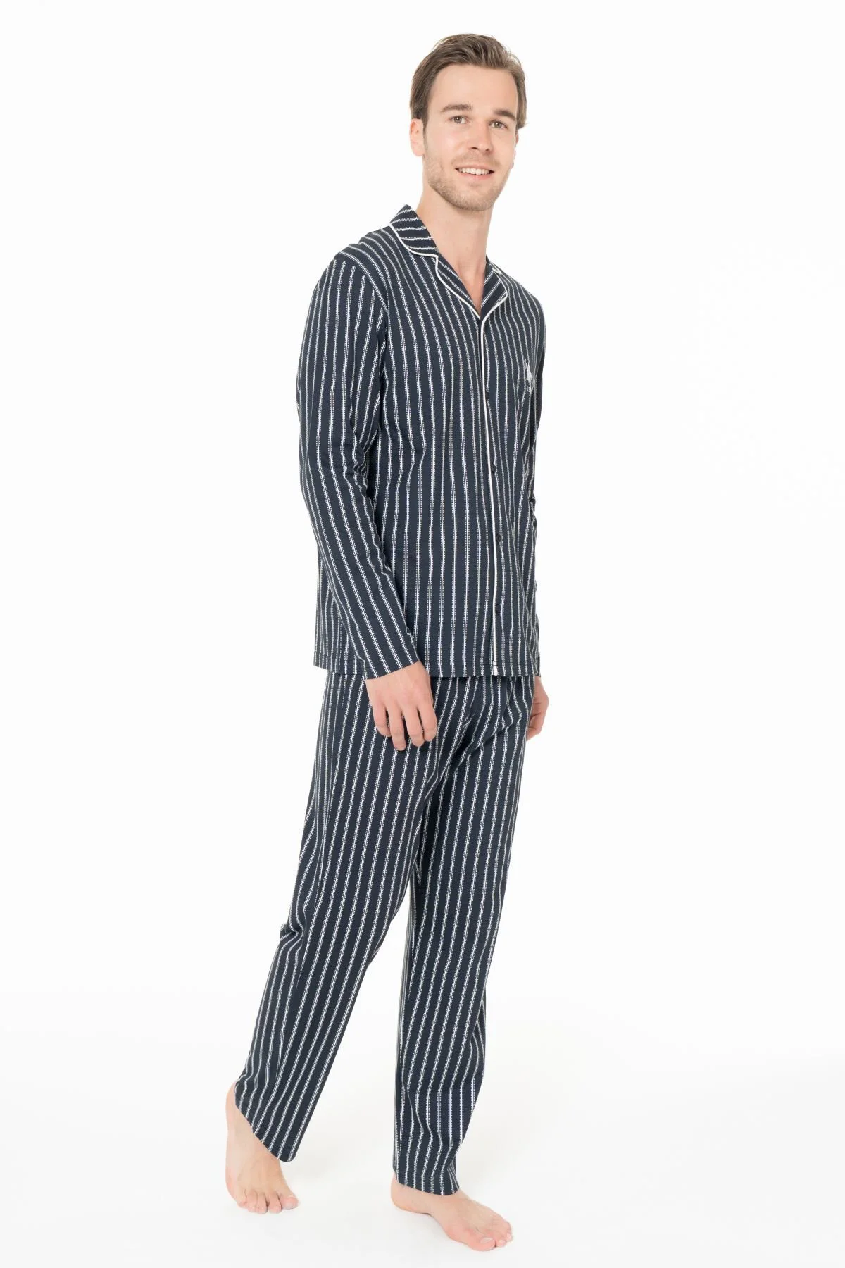 Erkek Önden Düğmeli Uzun Kollu Pijama Takımı S26993 CEPLİ