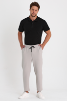 Erkek Ottoman Desen Pamuklu Beli Lastikli ve İpli Jogger Pantolon