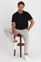 Erkek Ottoman Desen Pamuklu Beli Lastikli ve İpli Jogger Pantolon