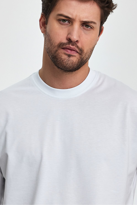 Erkek Oversize Fit Kalın Kumaş Dokulu Bisiklet Yaka T-shirt - BEY