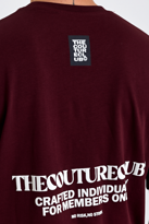 Combine Michail Erkek Oversize %100 Pamuk Bisiklet Yaka Baskılı Tişört Bordo