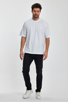 Erkek Oversize Fit Kalın Kumaş Dokulu Bisiklet Yaka T-shirt - BEY