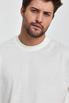 Erkek Oversize Fit Kalın Kumaş Dokulu Bisiklet Yaka T-shirt - EKR