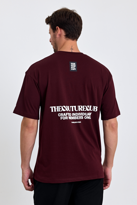 Combine Michail Erkek Oversize %100 Pamuk Bisiklet Yaka Baskılı Tişört Bordo