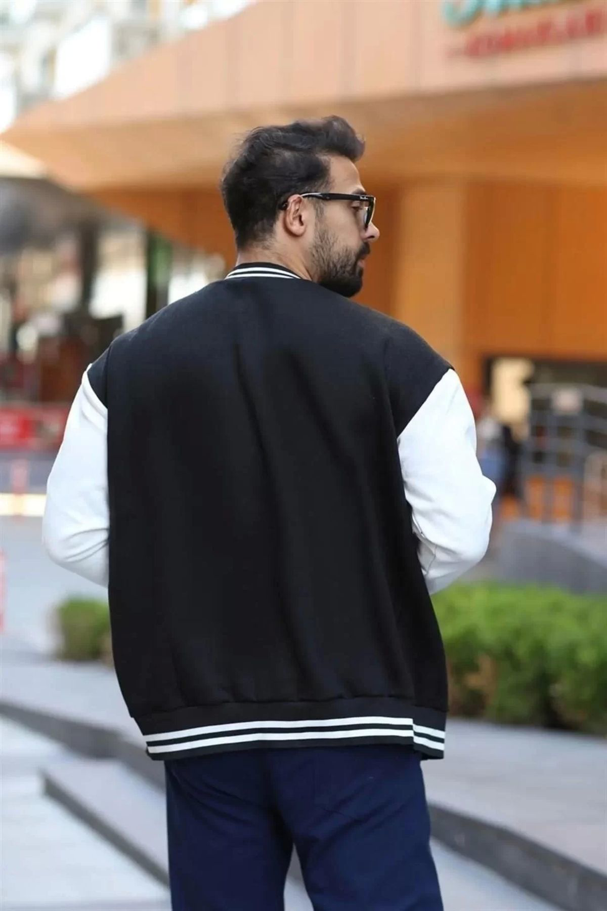 Beste Gürel Erkek Oversize Kolej Ceket - Siyah
