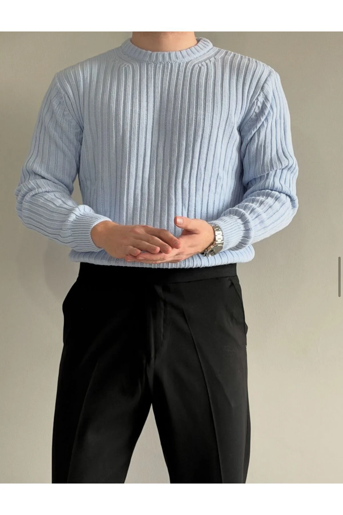 erkek oversize fitilli bisiklet yaka