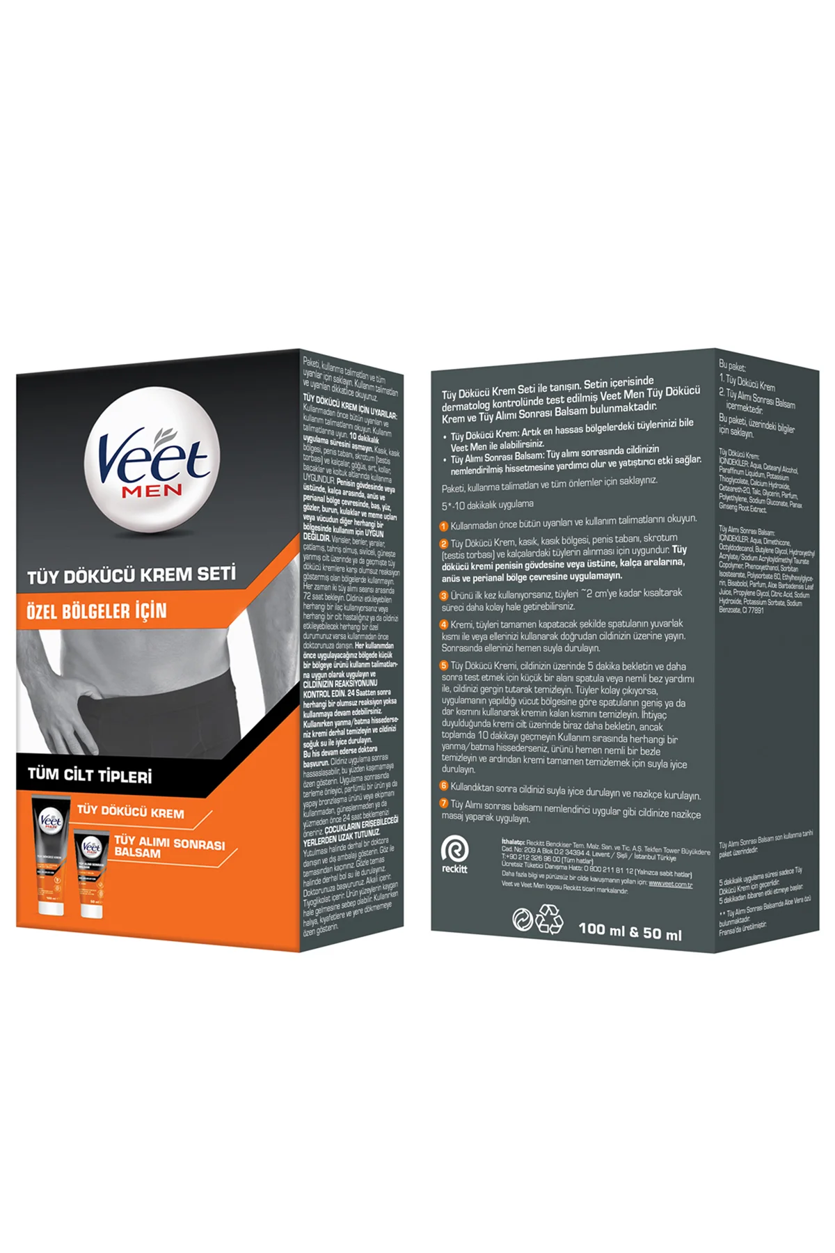 Erkek Özel Bölgeler İçin Tüy Dökücü Krem Seti Tüm Cilt Tipleri İçin 100 + 50 ml X3 Adet Erkek Özel Bölgeler İçin Tüy Dökücü Krem Seti Tüm Cilt Tipleri İçin 100 + 50 ml X3 Adet