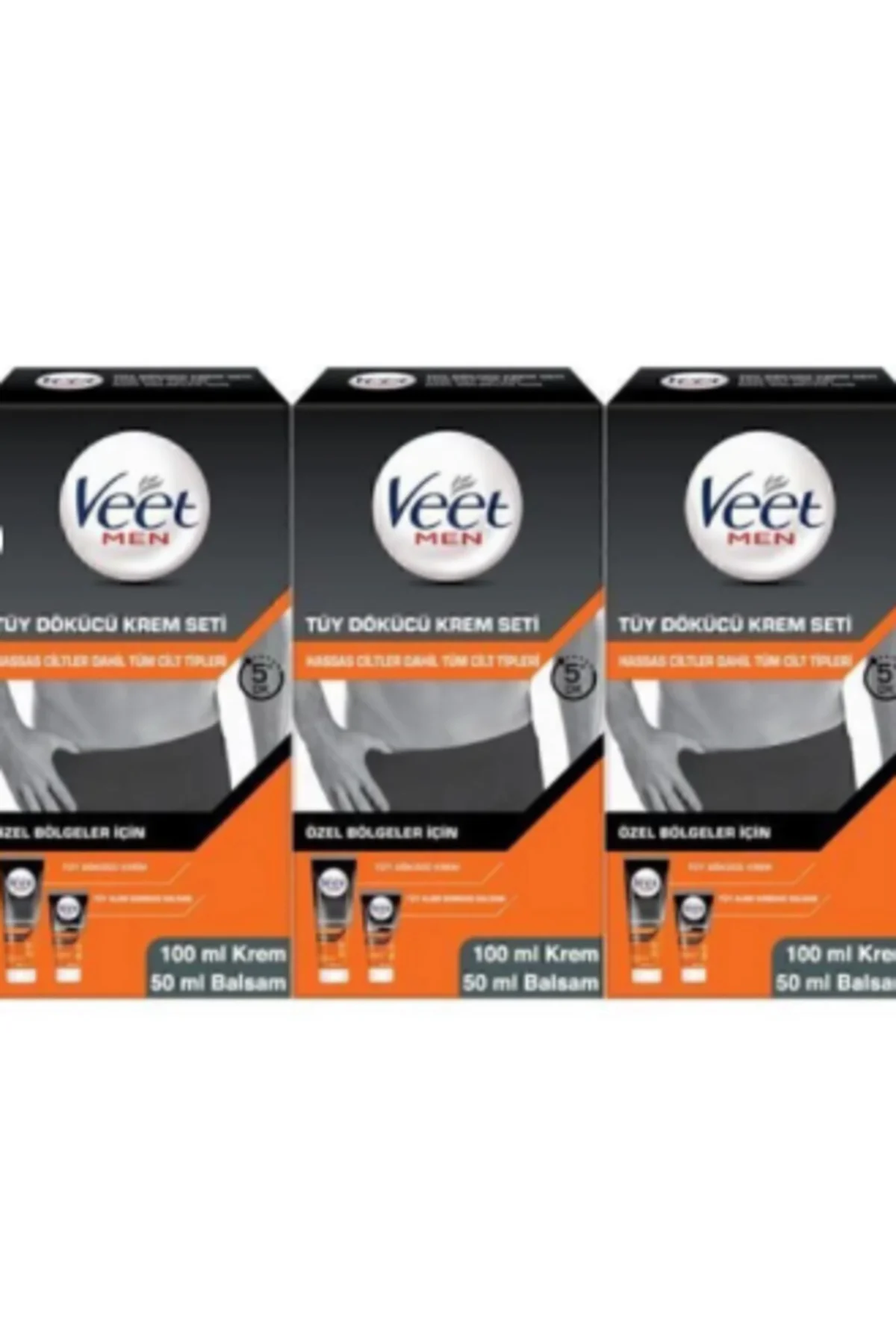 Erkek Özel Bölgeler İçin Tüy Dökücü Krem Seti Tüm Cilt Tipleri İçin 100 + 50 ml X3 Adet Erkek Özel Bölgeler İçin Tüy Dökücü Krem Seti Tüm Cilt Tipleri İçin 100 + 50 ml X3 Adet
