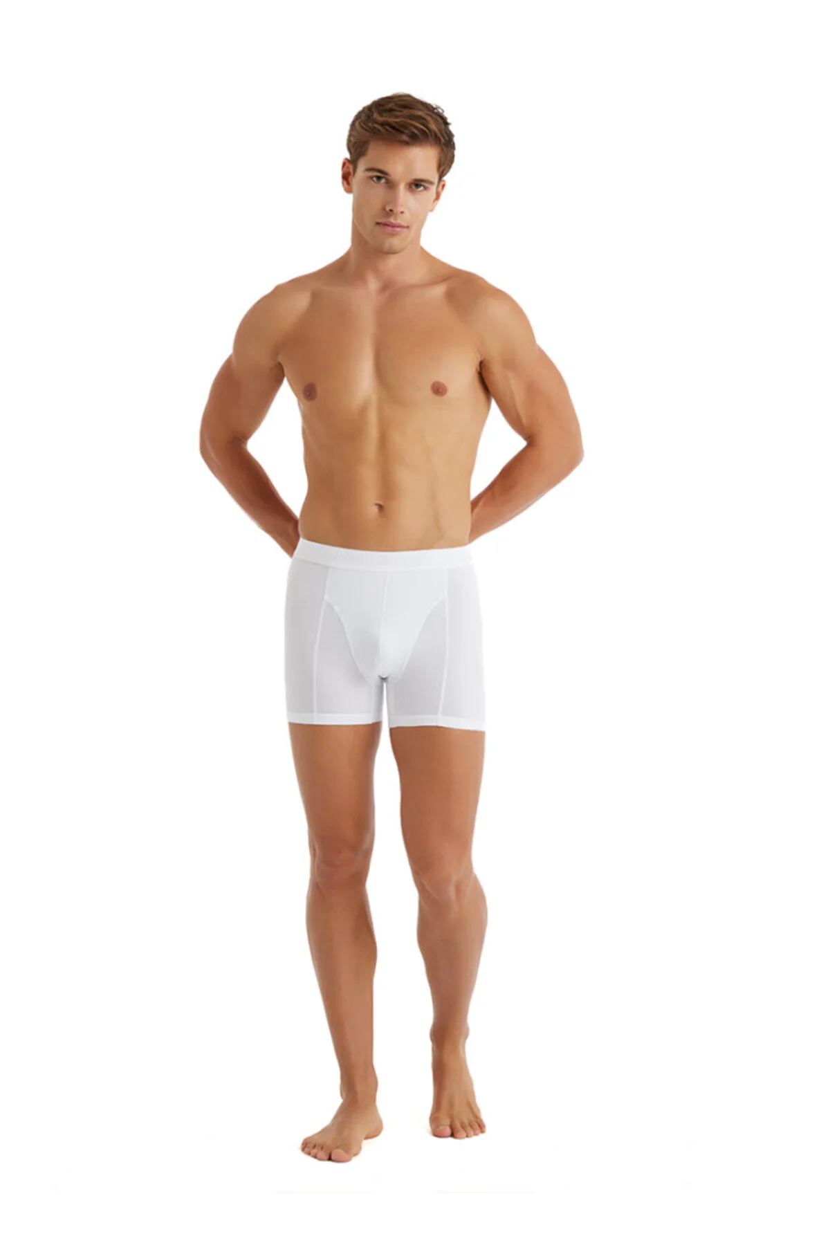 Erkek Pamuk Elastan Boxer Aura 9502 - Beyaz