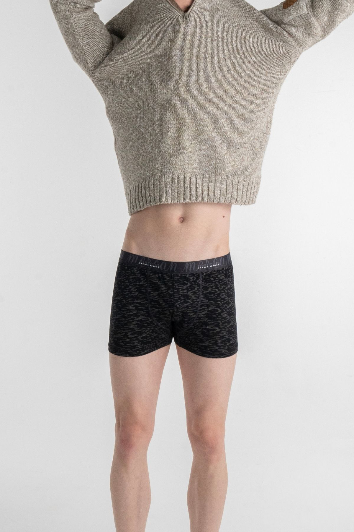 Mercan Erkek Pamuklu Esnek Likralı Baskılı Boxer - (Uzay Desenli)