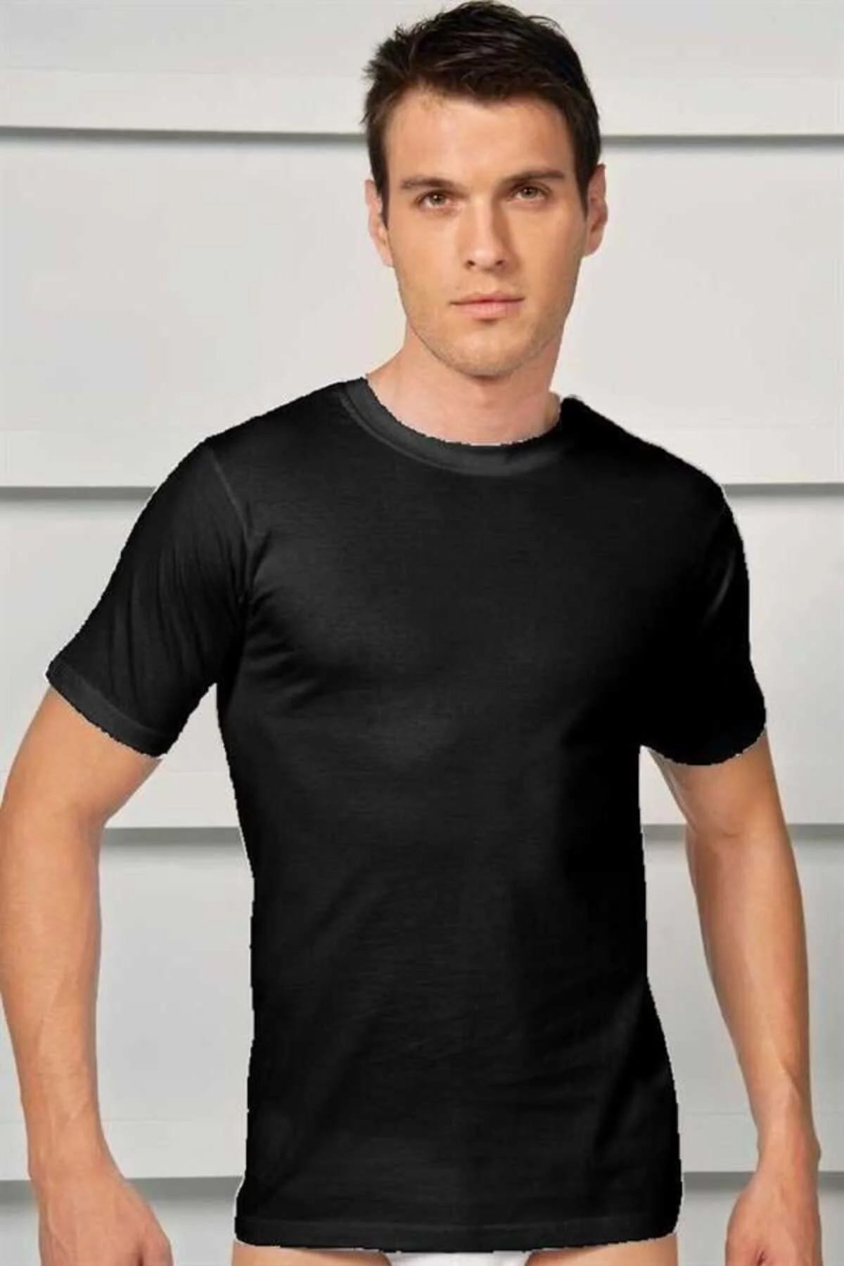Erkek Pamuklu Kısa Kol Dar Yaka Klasik Fanila T-Shirt