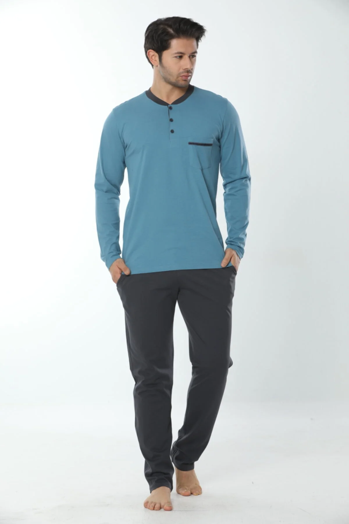 Erkek Patlı Uzunkol Ince Süprem Pijama