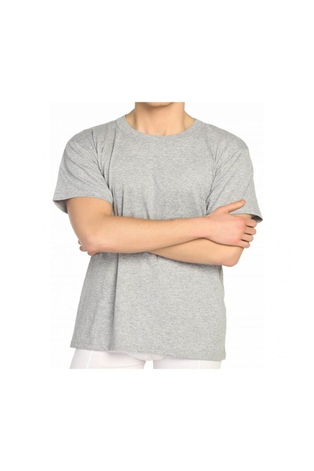 Erkek Penye 6'lı Paket 0 Yaka Yarım Kollu Fanila (Gri)