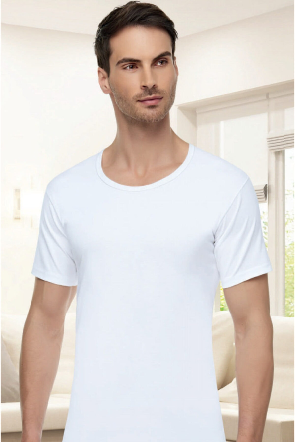 Tutku Elit Erkek Penye Bisiklet Yaka Fanila Beyaz 3Lü Paket