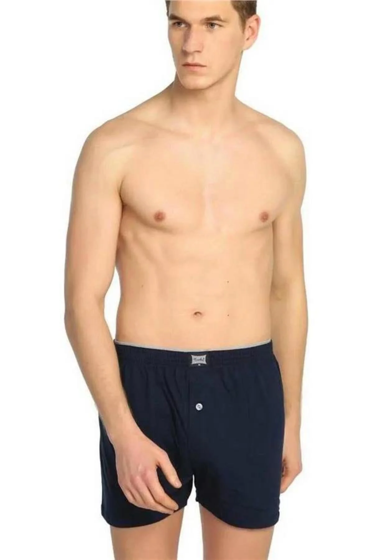 Erkek Penye Düz Boxer Lacivert