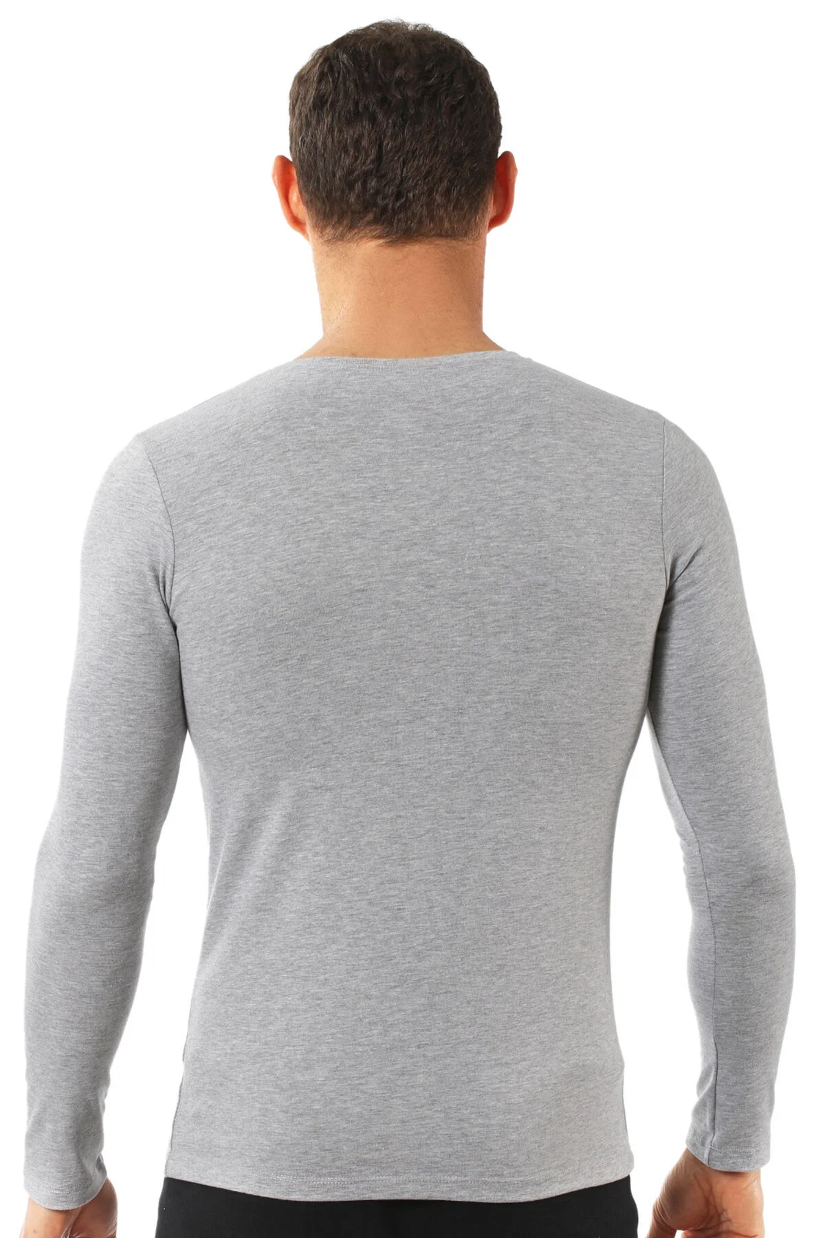 Erkek Penye Likralı Pamuklu Yuvarlak Yaka Uzun Kol Tişört Fanila 