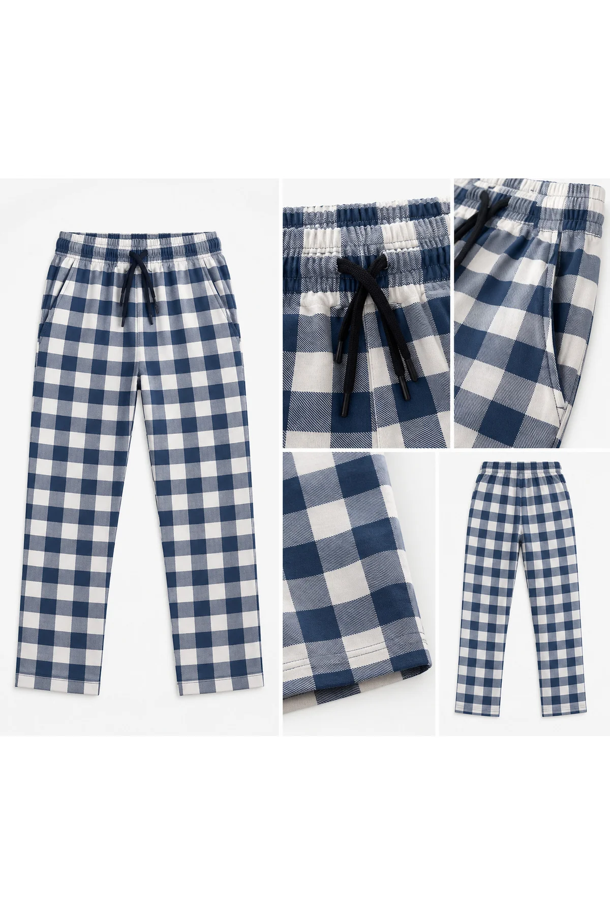 Erkek Penye Uzun Pijama Altı Cepli Ekoseli Pamuklu- Mavi EKONOMİK PAKET Erkek Penye Uzun Pijama Altı Cepli Ekoseli Pamuklu- Mavi EKONOMİK PAKET