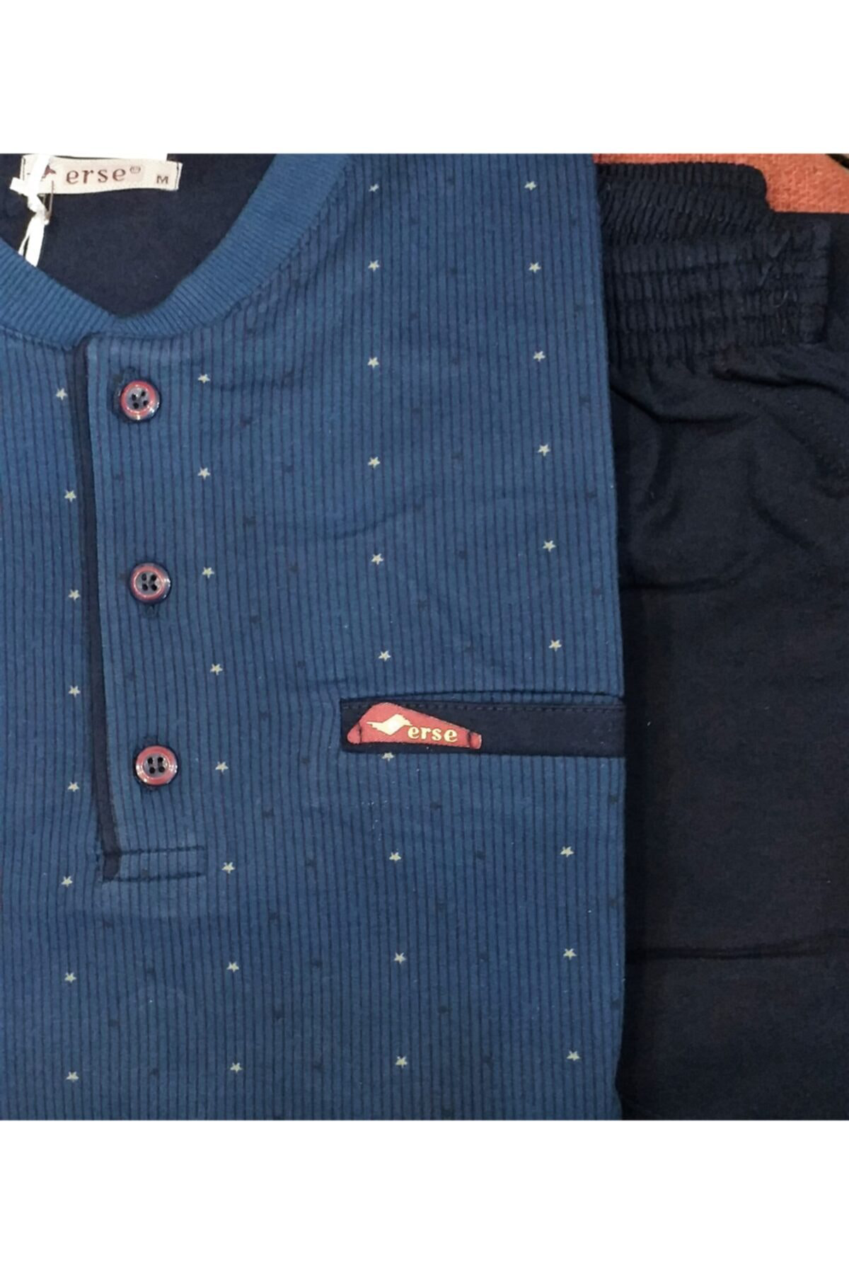 Erse Erkek Pijama Takımı Pamuklu İndigo-Lacivert