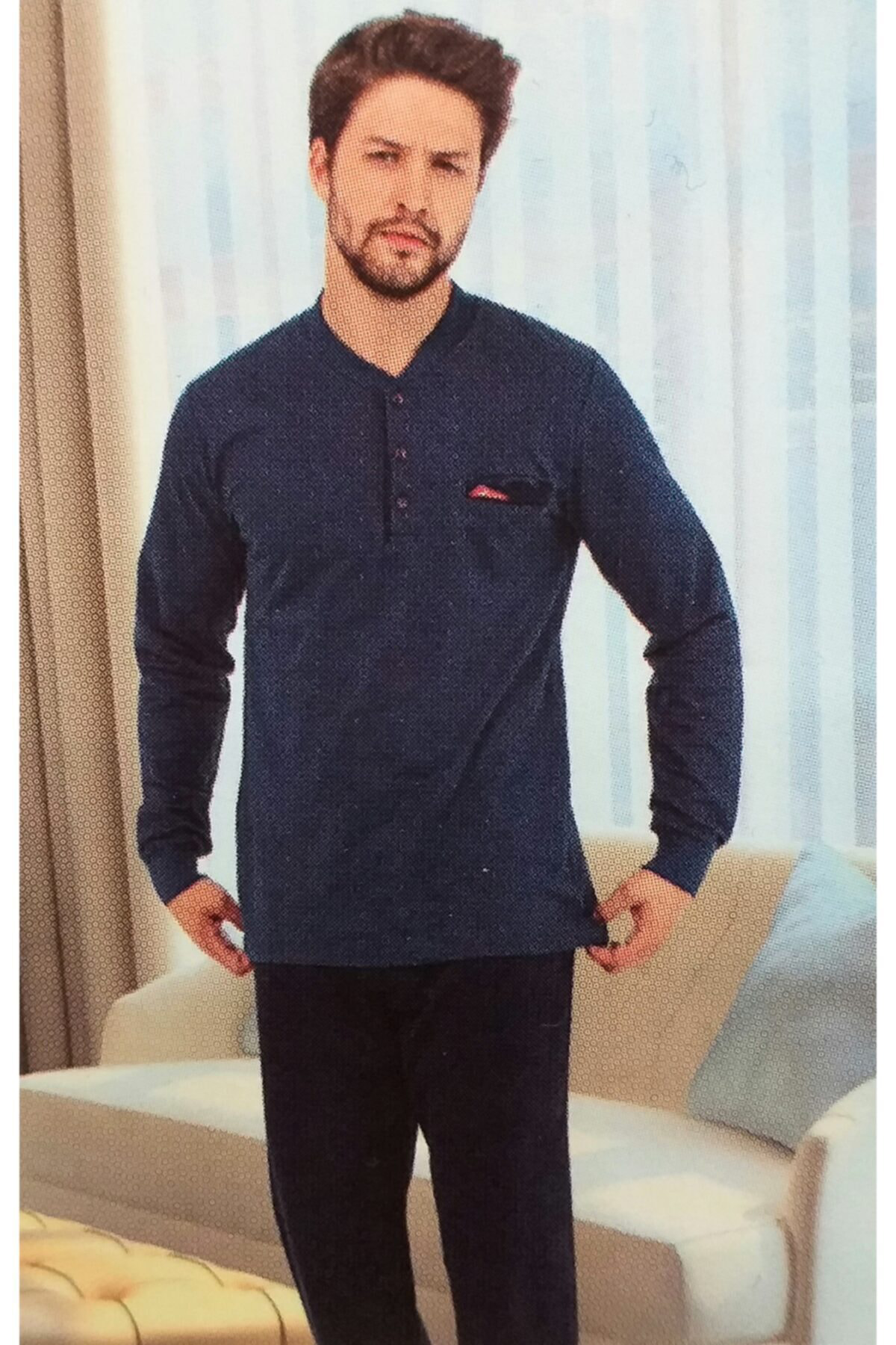 Erse Erkek Pijama Takımı Pamuklu İndigo-Lacivert